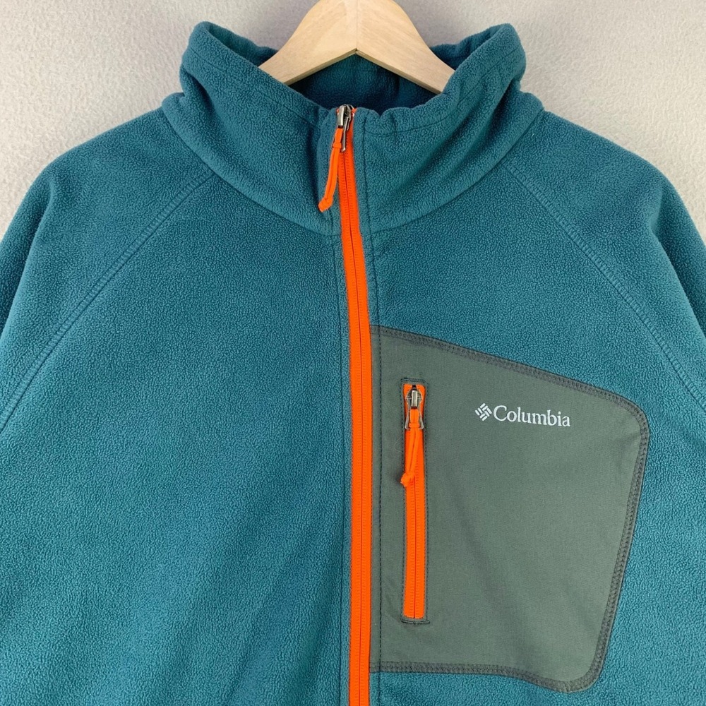 Columbia Klamath Range Full-Zip Fleece Jacket Mens XXL Teal Blue Outdoor Hiking